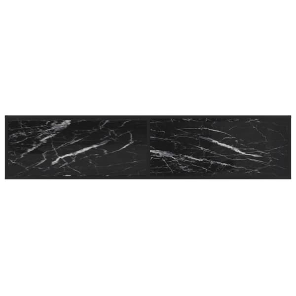 vidaXL tv-bord 180x40x40,5 cm hærdet glas marmoreffekt sort