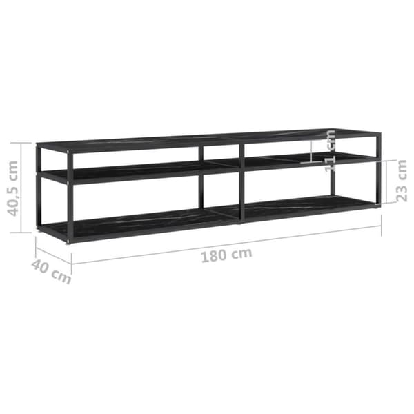 vidaXL TV-benk svart marmor 180x40x40,5 cm herdet glass