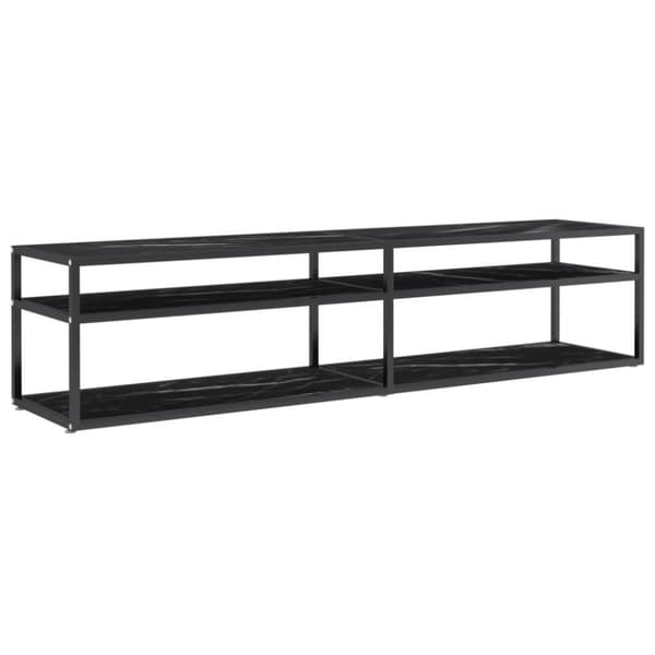 vidaXL TV-benk svart marmor 180x40x40,5 cm herdet glass