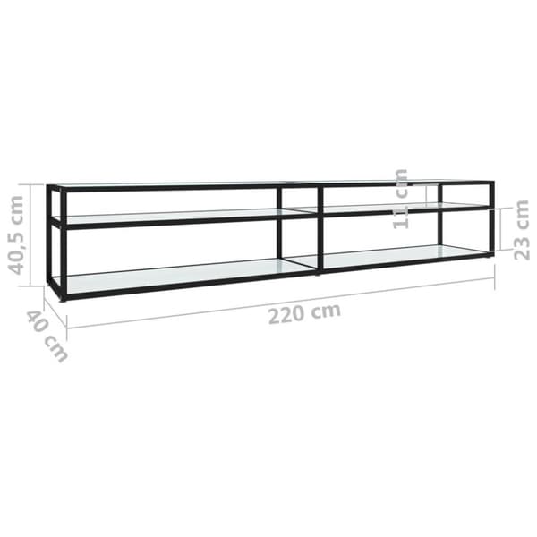 vidaXL TV-bänk vit marmor 220x40x40,5 cm härdat glas