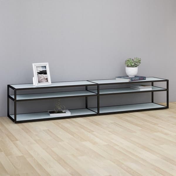 vidaXL TV-bänk vit marmor 220x40x40,5 cm härdat glas