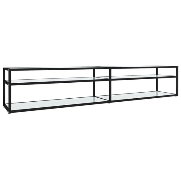 vidaXL tv-bord 220x40x40,5 cm hærdet glas marmoreffekt hvid