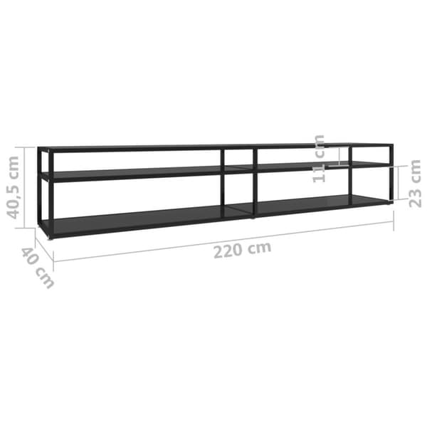 vidaXL Tv-bänk svart 220x40x40,5 cm härdat glas