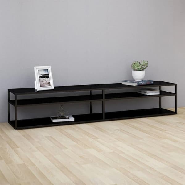 vidaXL Tv-bänk svart 220x40x40,5 cm härdat glas
