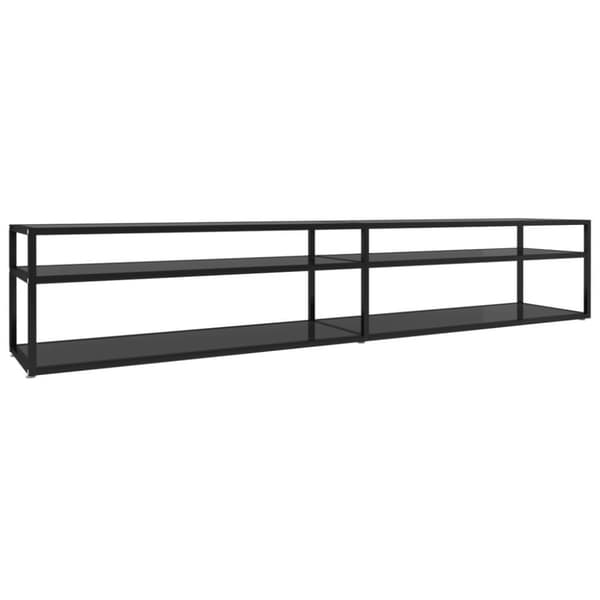 vidaXL Tv-bänk svart 220x40x40,5 cm härdat glas