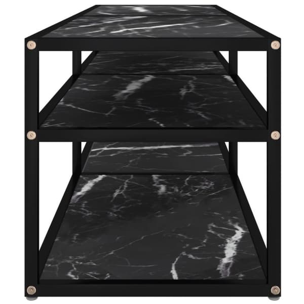 vidaXL TV-benk svart marmor 140x40x40,5 cm herdet glass