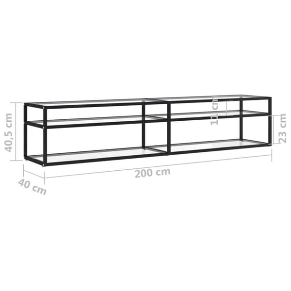 vidaXL TV-benk gjennomsiktig 200x40x40,5 cm herdet glass