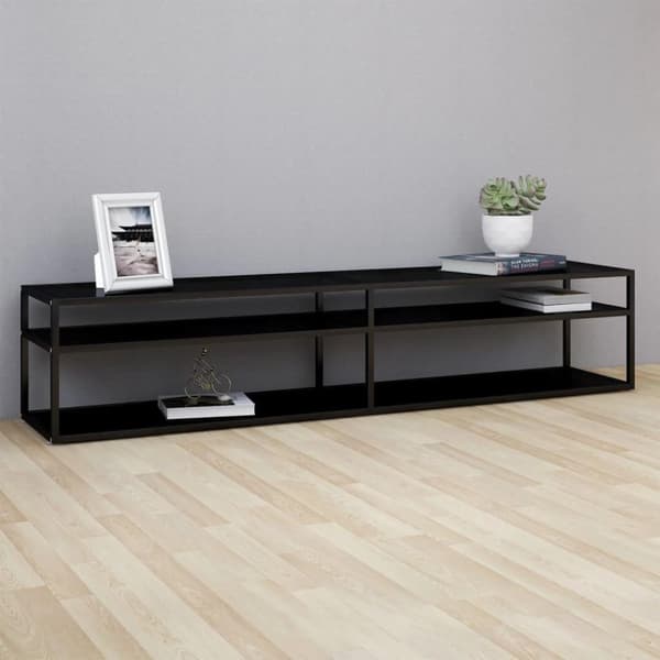 vidaXL tv-bord 200x40x40,5 cm hærdet glas sort