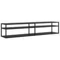 Miniatyrbillede 2 af 8: vidaXL tv-bord 200x40x40,5 cm hærdet glas sort