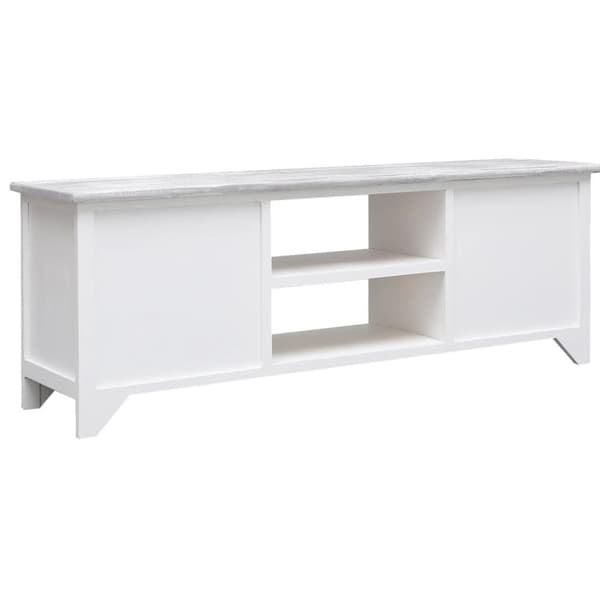 vidaXL TV-bänk vit och grå 108x30x40 cm massivt kejsarträ