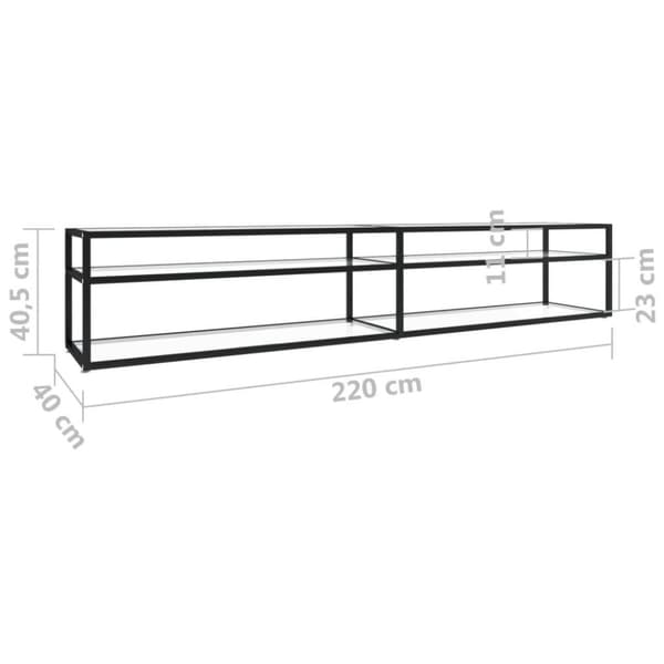 vidaXL TV-taso läpikuultava 220x40x40,5 cm karkaistu lasi