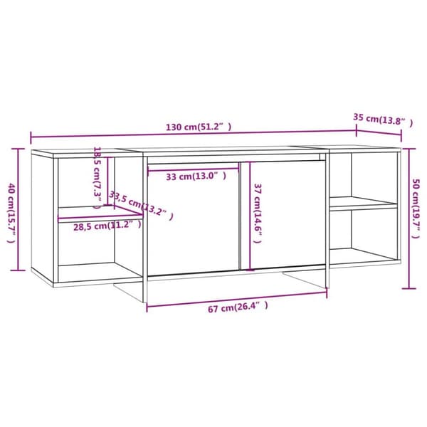 vidaXL TV-bänk vit 130x35x50 cm spånskiva