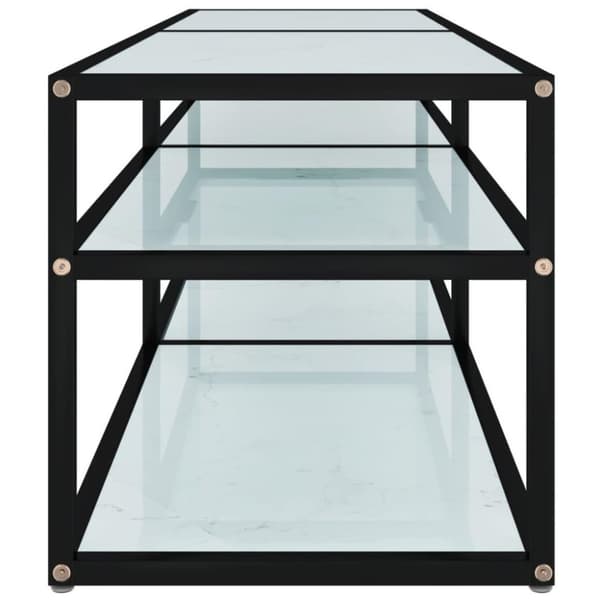 vidaXL tv-bord 140x40x40,5 cm hærdet glas marmoreffekt hvid