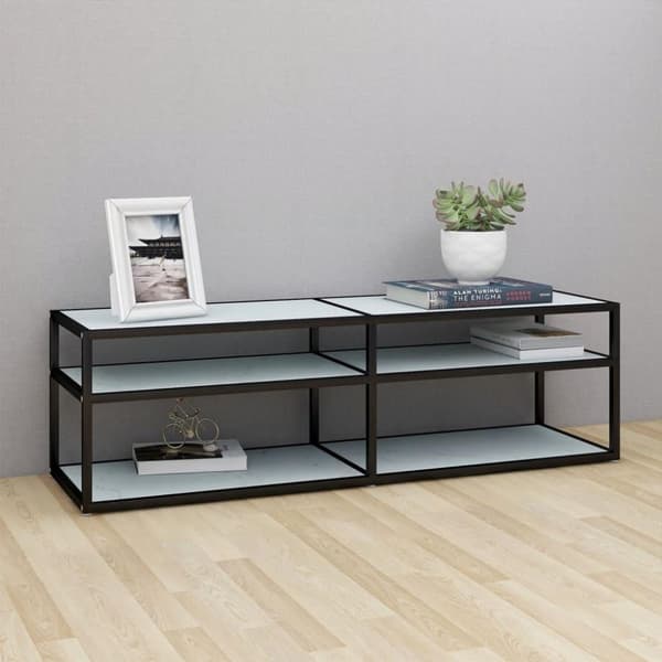 vidaXL tv-bord 140x40x40,5 cm hærdet glas marmoreffekt hvid
