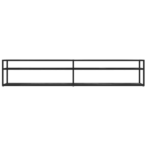 vidaXL tv-bord 220x40x40,5 cm hærdet glas marmoreffekt sort