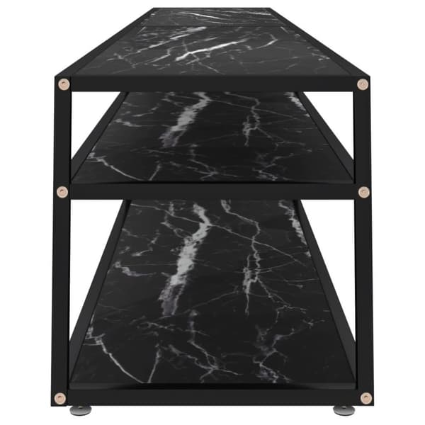 vidaXL tv-bord 220x40x40,5 cm hærdet glas marmoreffekt sort