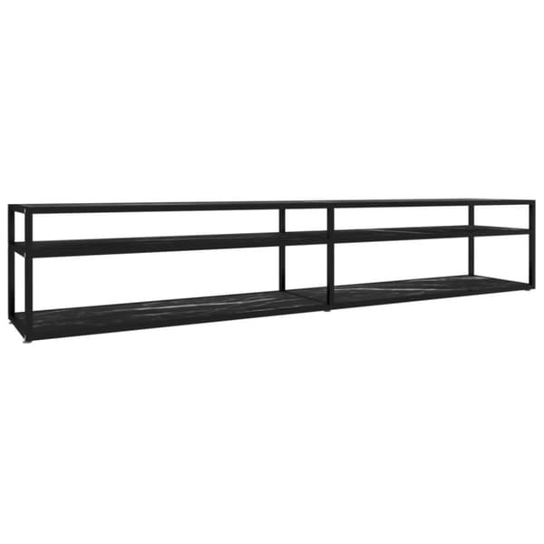 vidaXL tv-bord 220x40x40,5 cm hærdet glas marmoreffekt sort