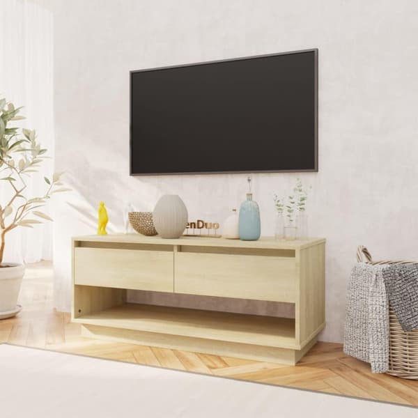 vidaXL tv-bord 102x41x44 cm spånplade sonoma-eg