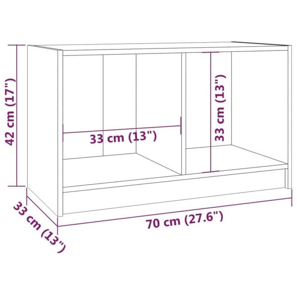 vidaXL TV-benk grå 70x33x42 cm heltre furu