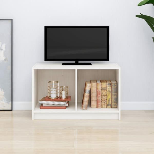 vidaXL TV-benk hvit 70x33x42 cm heltre furu