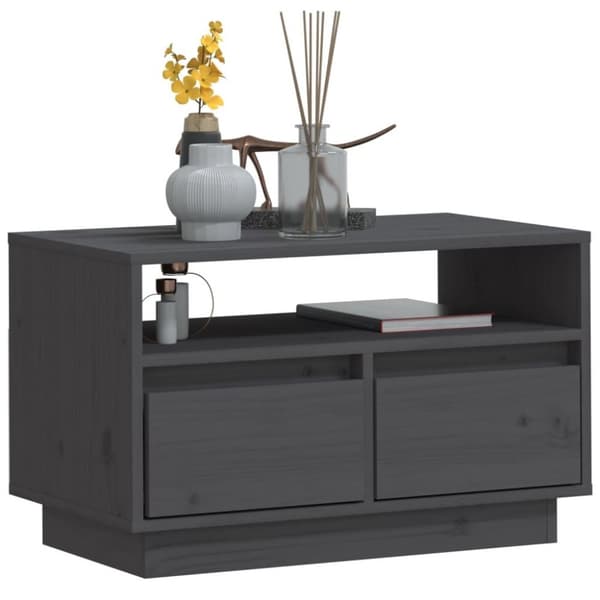 vidaXL Tv-bänk grå 60x35x37 cm massiv furu