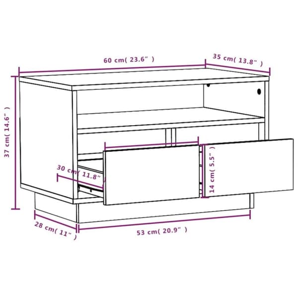 vidaXL Tv-bänk grå 60x35x37 cm massiv furu