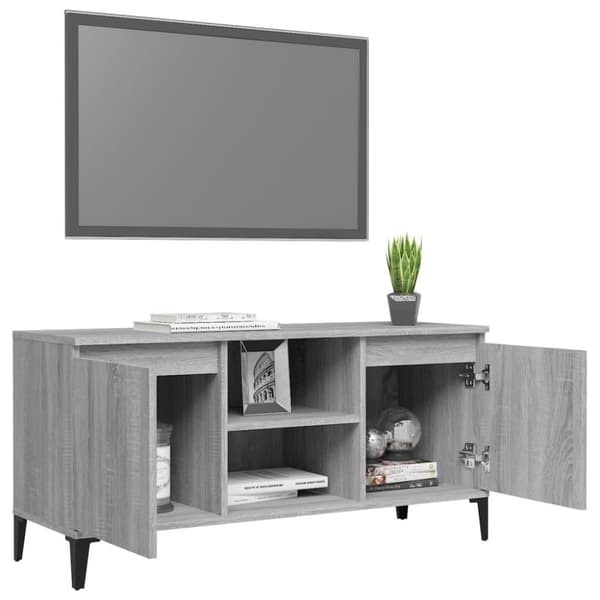 vidaXL TV-benk med metallben grå sonoma eik 103,5x35x50 cm