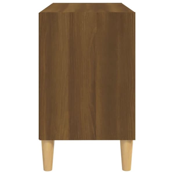 vidaXL tv-bord med massive træben 69,5x30x50 cm brun eg