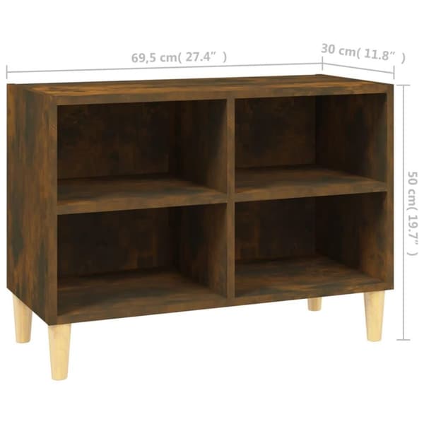 vidaXL TV-benk med ben i heltre røkt eik 69,5x30x50 cm