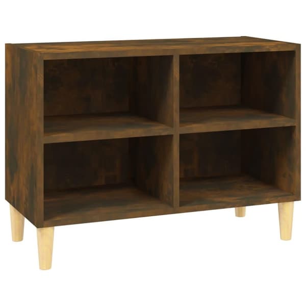 vidaXL TV-benk med ben i heltre røkt eik 69,5x30x50 cm