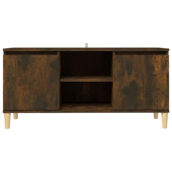vidaXL TV-benk med ben i heltre røkt eik 103,5x35x50 cm