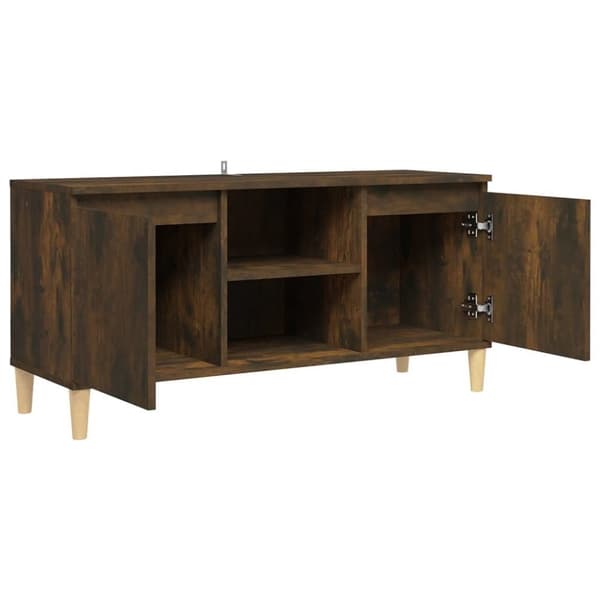 vidaXL TV-benk med ben i heltre røkt eik 103,5x35x50 cm