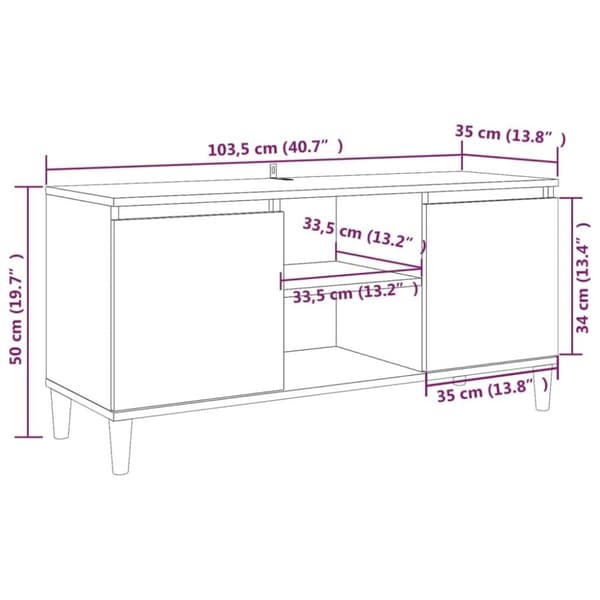 vidaXL TV-benk med ben i heltre røkt eik 103,5x35x50 cm