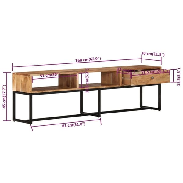vidaXL tv-bord 160x30x45 cm massivt akacietræ