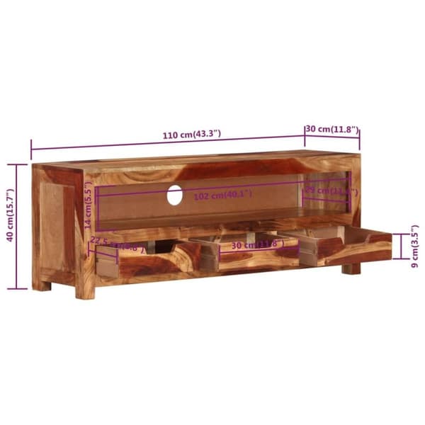 vidaXL Tv-bänk 110x30x40 cm massiv akacia