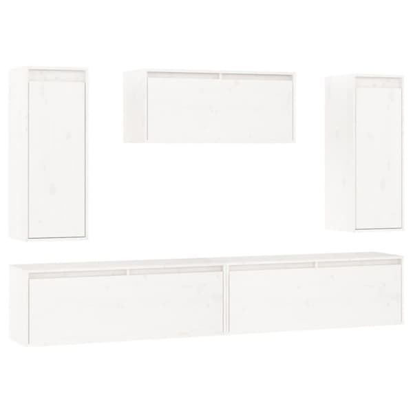 vidaXL TV-benker 5 stk hvit heltre furu
