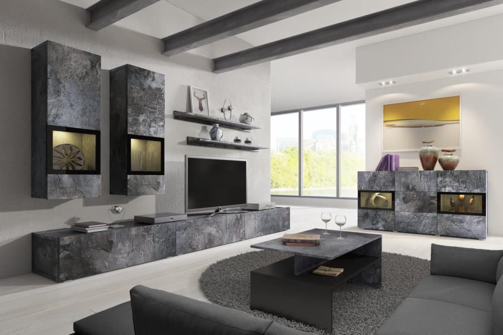 BAROS 270 VARDAGSRUMSSET MÖRKGRÅ MED LED