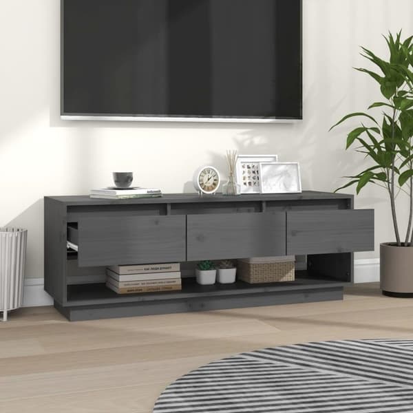 vidaXL Tv-bänk grå 74x34x40 cm massiv furu