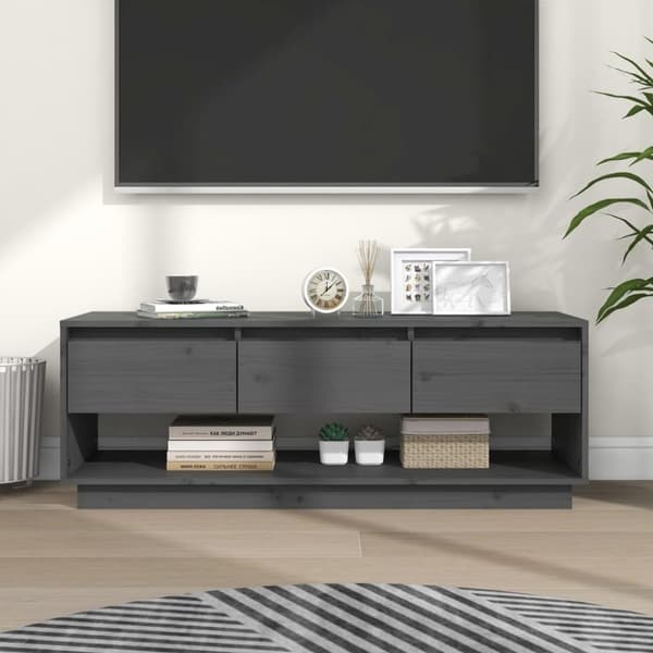 vidaXL Tv-bänk grå 74x34x40 cm massiv furu