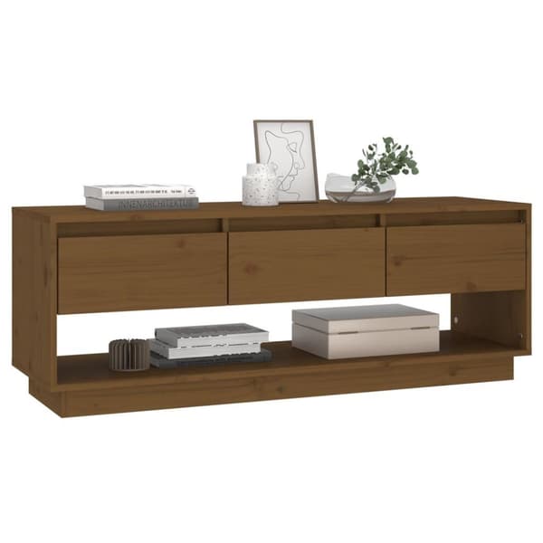vidaXL Tv-bänk honungsbrun 110,5x34x40 cm massiv furu