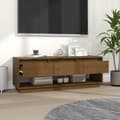 Miniatyrbild 4 av 11: vidaXL Tv-bänk honungsbrun 110,5x34x40 cm massiv furu