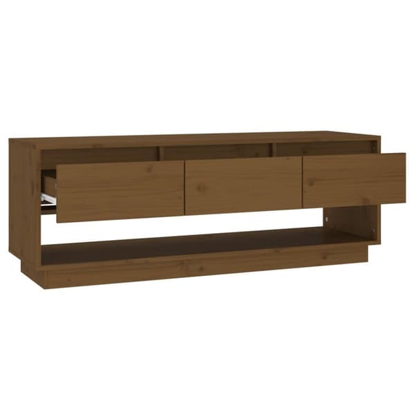 vidaXL Tv-bänk honungsbrun 110,5x34x40 cm massiv furu