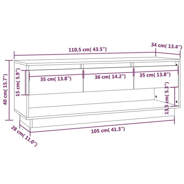 vidaXL Tv-bänk honungsbrun 110,5x34x40 cm massiv furu