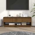 Miniatyrbild 1 av 11: vidaXL Tv-bänk honungsbrun 110,5x34x40 cm massiv furu