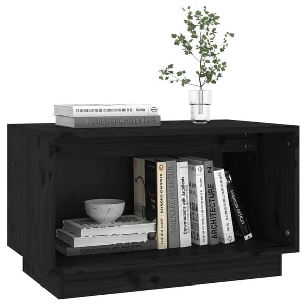 vidaXL tv-bord 60x35x35 cm massivt fyrretræ sort