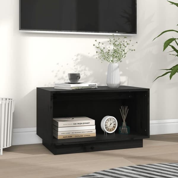 vidaXL tv-bord 60x35x35 cm massivt fyrretræ sort