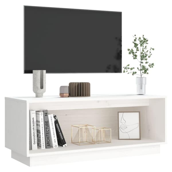 vidaXL TV-benk hvit 90x35x35 cm heltre furu