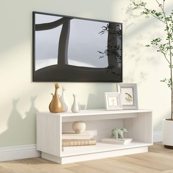 vidaXL TV-benk hvit 90x35x35 cm heltre furu