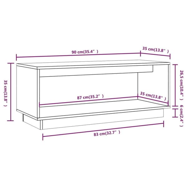 vidaXL TV-benk hvit 90x35x35 cm heltre furu