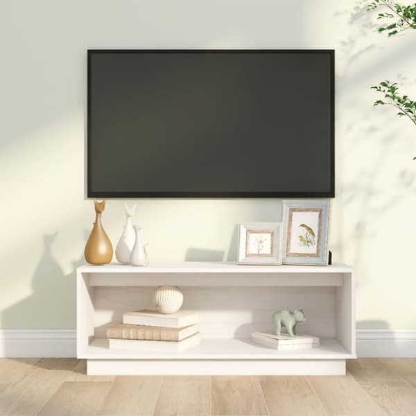 vidaXL TV-benk hvit 90x35x35 cm heltre furu